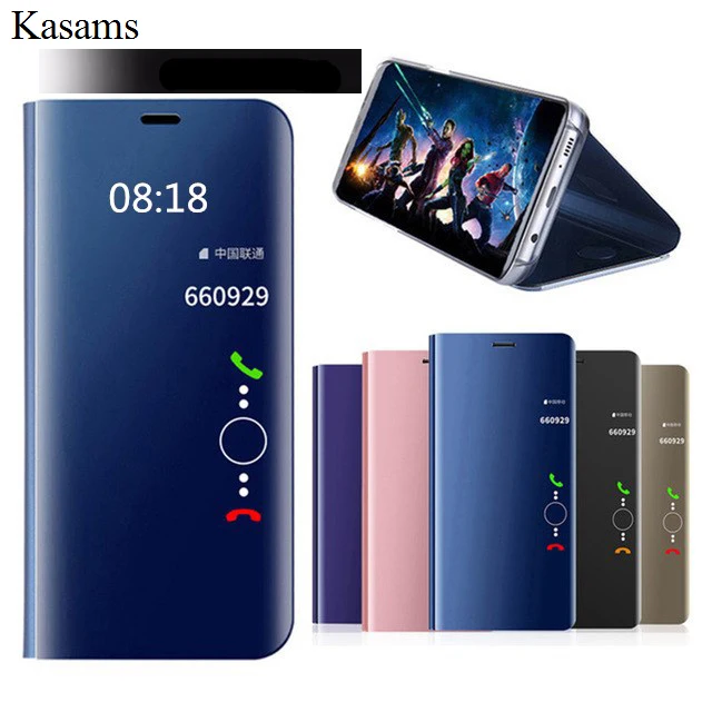 Flip Mirror Case For LG V30 LG V40 Case Smart Clear View Flip Stand