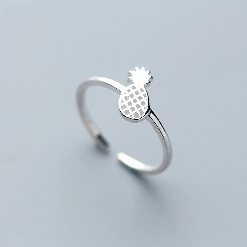 INZATT Настоящее серебро 925 проба минималистский полый ананас открытие кольцо для женщин фрукты вечерние ювелирные изделия аксессуары в стиле панк