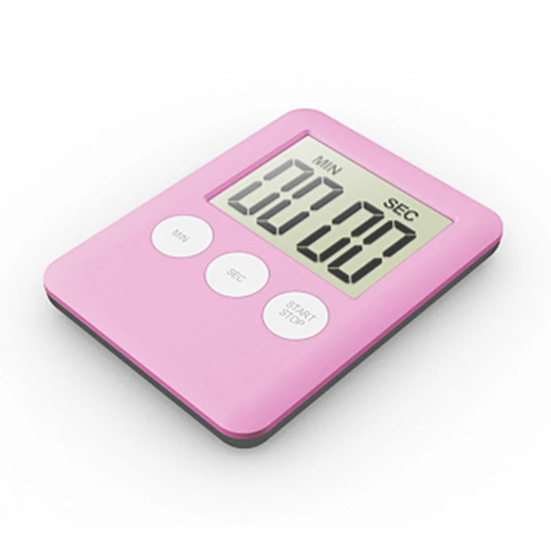 Магнит Кухня кухонные Таймеры цифровой экран LCD Кухня таймер квадратный Пособия по кулинарии таймер обратного отсчета Up Будильник с таймером Droshipping - Цвет: pink