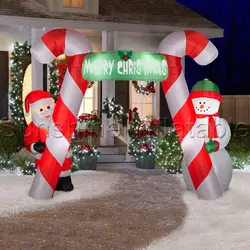 Надувная Рождественская Арка с леденцами и снеговиком и Санта-Клаусом для рождественского праздника