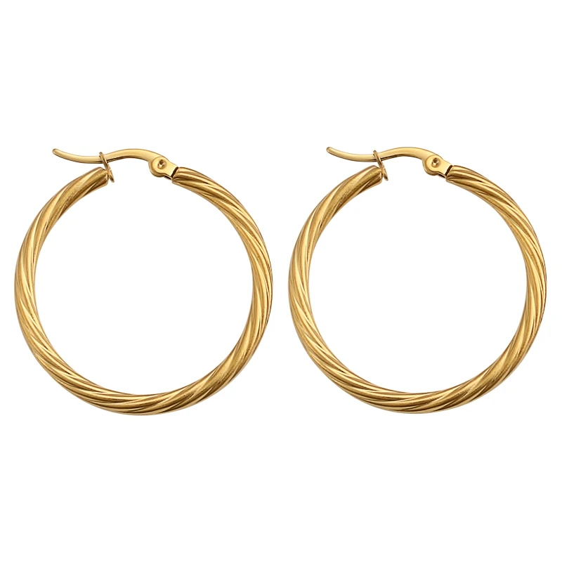 

New Fashion Surgical Steel Hoop Earrings For Women Silver/Rose/Gold Color Stainless Steel Round Ear Earrings Ladies Jewelry 2019