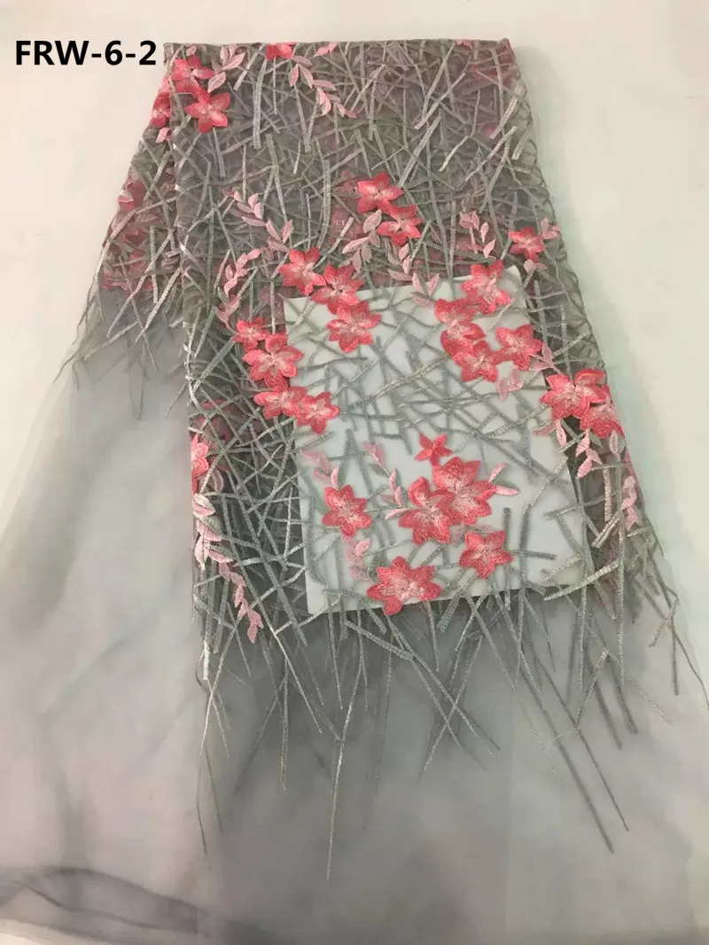 

Beautiful flower french lace nigerian wedding dress fabric wholesale african tulle net laces fabrics dubai for party RFW-6