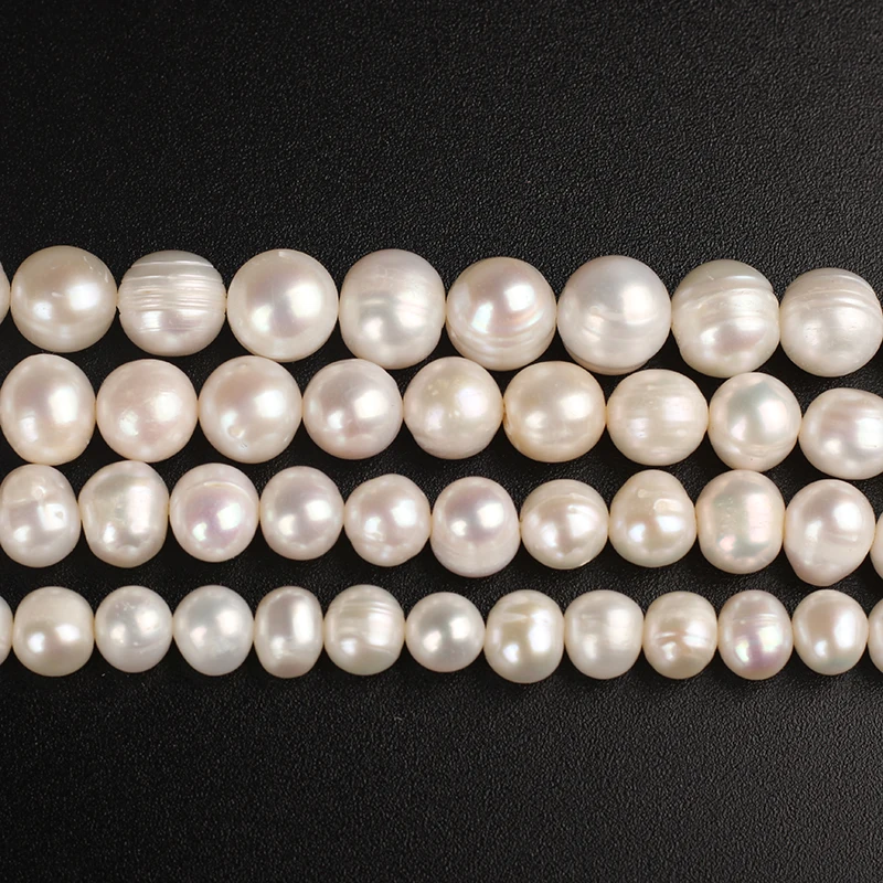 High Grade Freshwater White-green Round Pearl Beads 9-10 mm #9