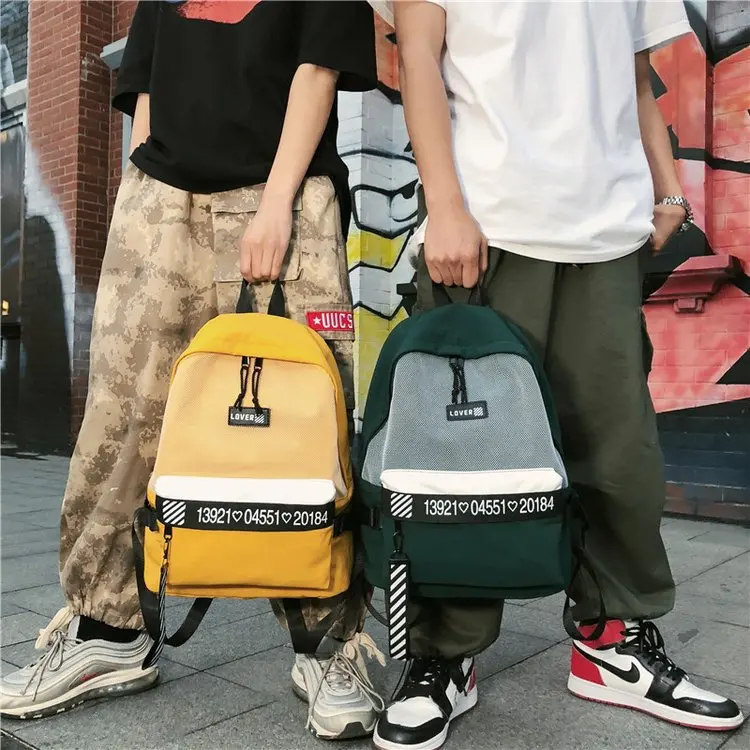 

Waterproof Fabric Women Daily Backpack Mesh Stitching Casual Printing School Backpack Bag For College Girls Boys Laptop Dayback