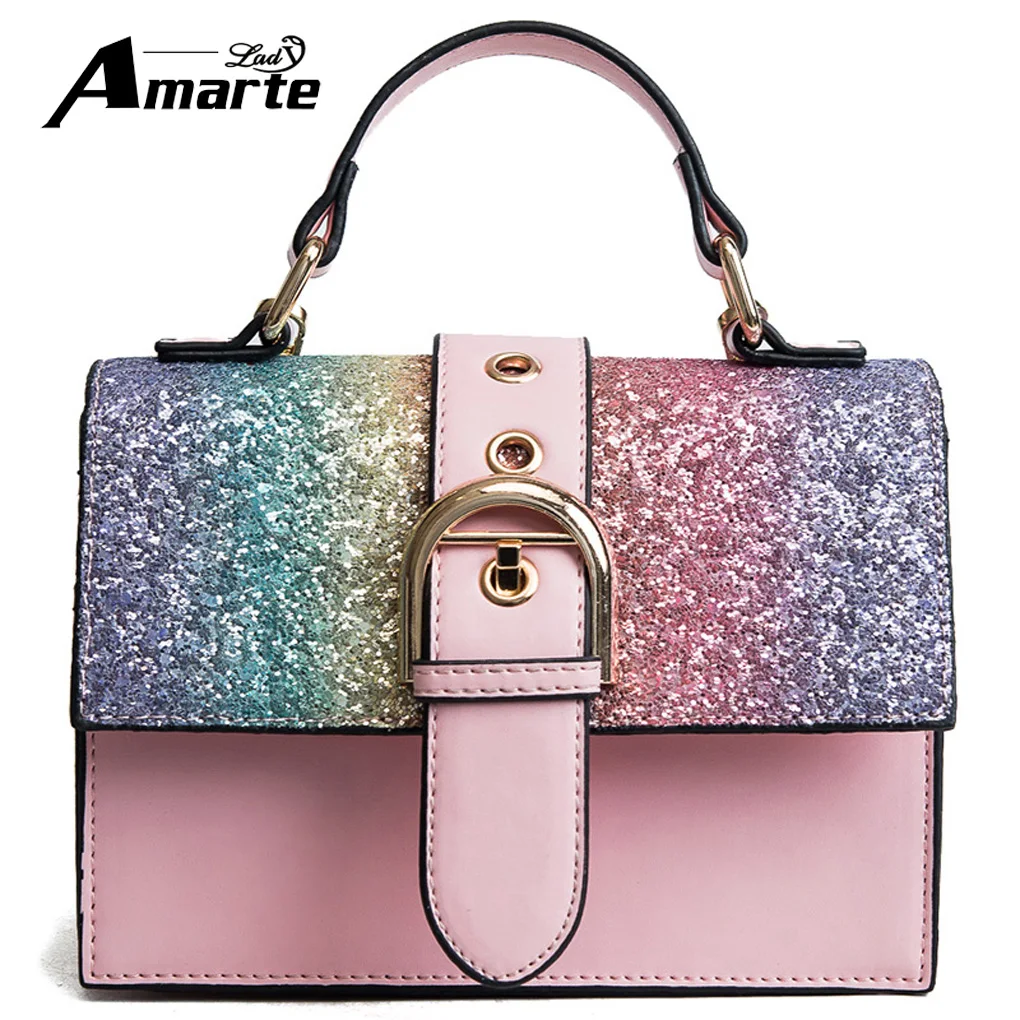 Amarte 2018 Hottest Pu Leater Bag Women Luxury Bags Rainbow Color Amarte 2018 Hottest Pu Leater Bag Women Luxury Bags Rainbow Color Handbags Woman Famous Brand Chain Shoulder