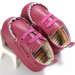 Модная одежда для детей, Детская мода для мальчиков и девочек из искусственной кожи первый ходок малышей детская обувь на шнуровке белого и