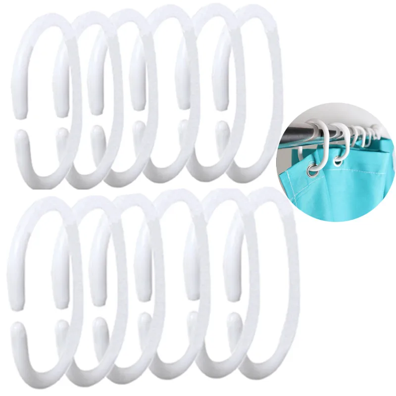 12pcs Curtain hooks plastic glide slide hooks for shower curtain
