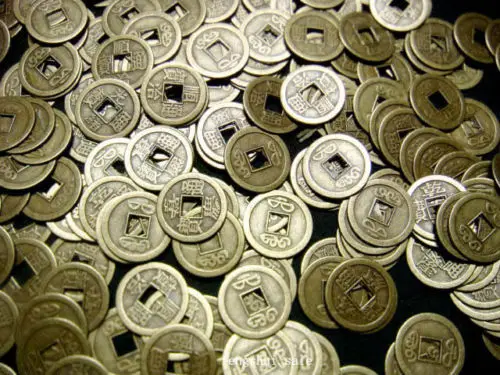 Фэн шуй 50 шт 2 см I Ching Coins китайские античные золотые монеты Y1020|coin skirt|coin lotcoin headpiece |