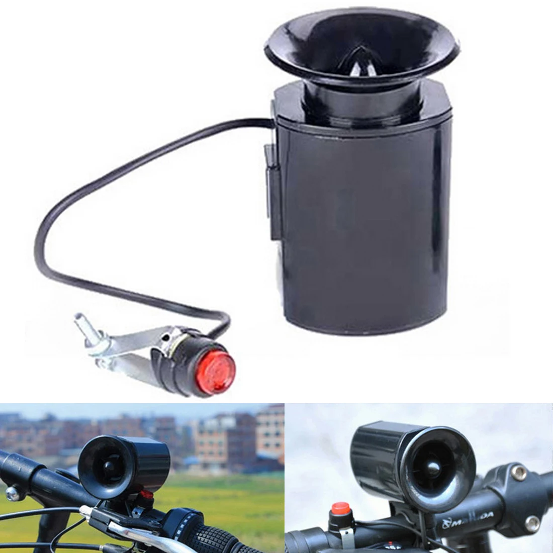 

Super Loud Black Electronic Bicycle Bell MTB Bike Horn Siren Alarm Speaker Ultra-loud Speaker waterproof