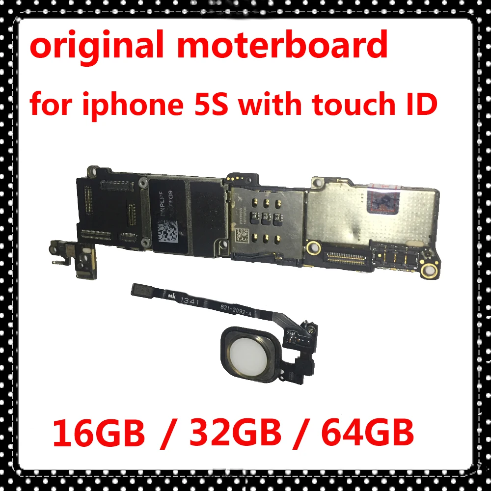 

16GB 32GB 64GB unlocked phone Circuits mainboard for iphone 5S clean iCloud IOS system Original logic board with / NO touch ID
