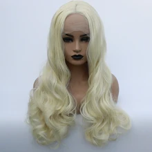 Волнистый платиновый блонд бесклеевой синтетический парик на кружеве натуральный волос 613 отбеливатель блонд Повседневный парик для белых женщин