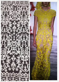 

5yards per lot High quality African tulle lace fabric L1594 embroidered French net lace fabric in white colour