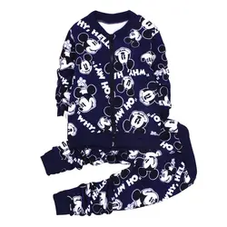 Удобная теплая детская одежда с Микки Маусом, осенне-зимняя детская одежда, одежда для мальчиков и девочек + штаны, 2 предмета