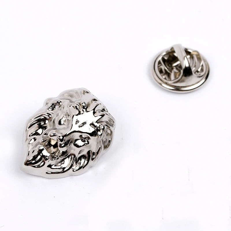 Wholesale Fashion Men Jewelry Brooch Gold Plated Lion Head Collar Pins