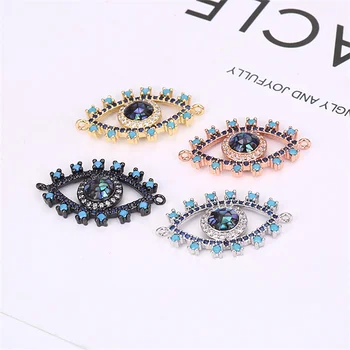 

30mm*19mm Micro Pave CZ Natural Abalone Shell Craft Jewelry Evil eyes Charm bracelet connector for DIY Jewelry Accessories