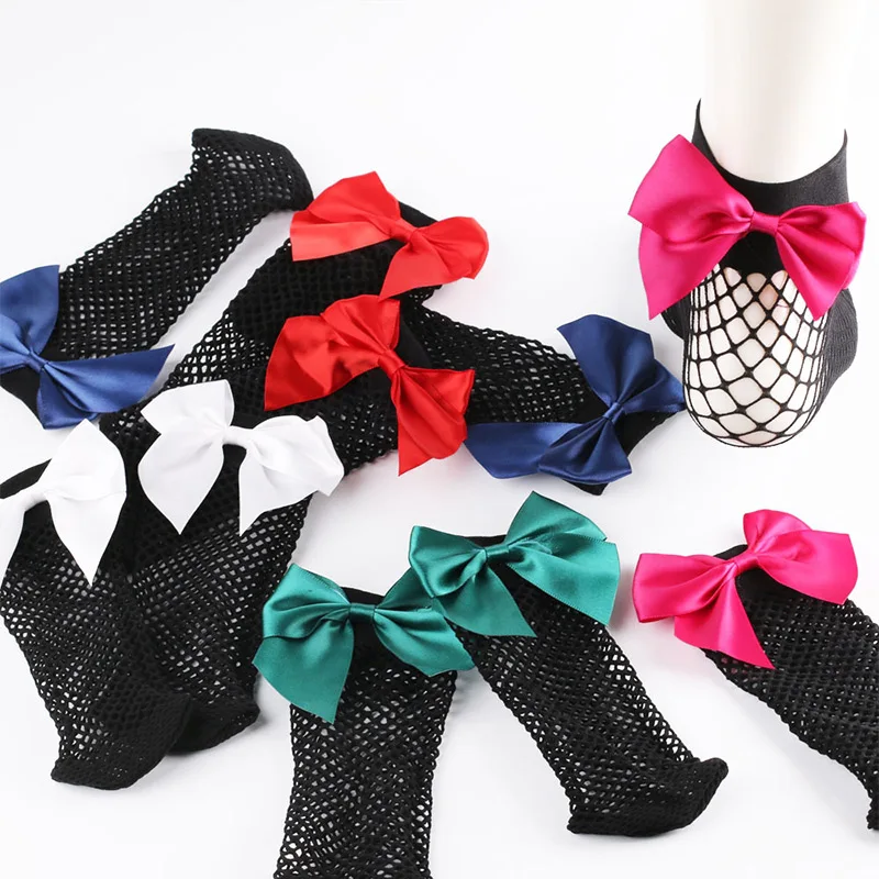 Newly 1 Pair Mesh Socks Bowknot Fish Net Short Fahion Breathable For Women Lady Girl FDM | Женская одежда