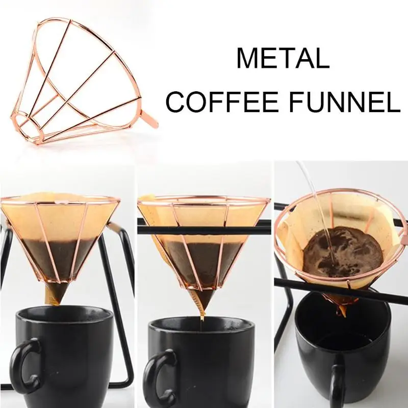

Stainless Steel Coffee Filter Stand Holder Pour Over Coffee Brew Drip Coffee Filters Funnel Metal Coffee Tea Filter Basket Tool
