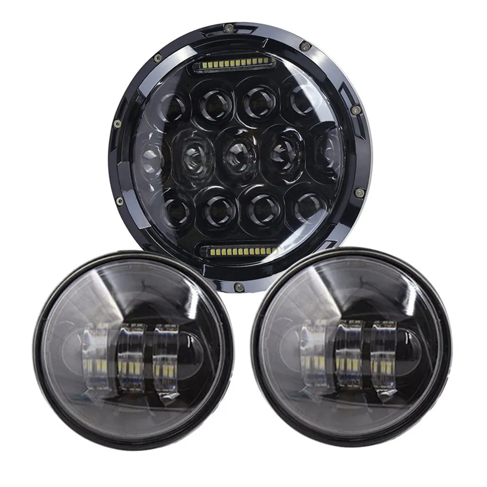 

7"Mounting Bracket 7 inch LED Motorcycle Headlight with Bracket 4.5Inch Fog Light with DRL Turn Signal For Jeep Harley LJ