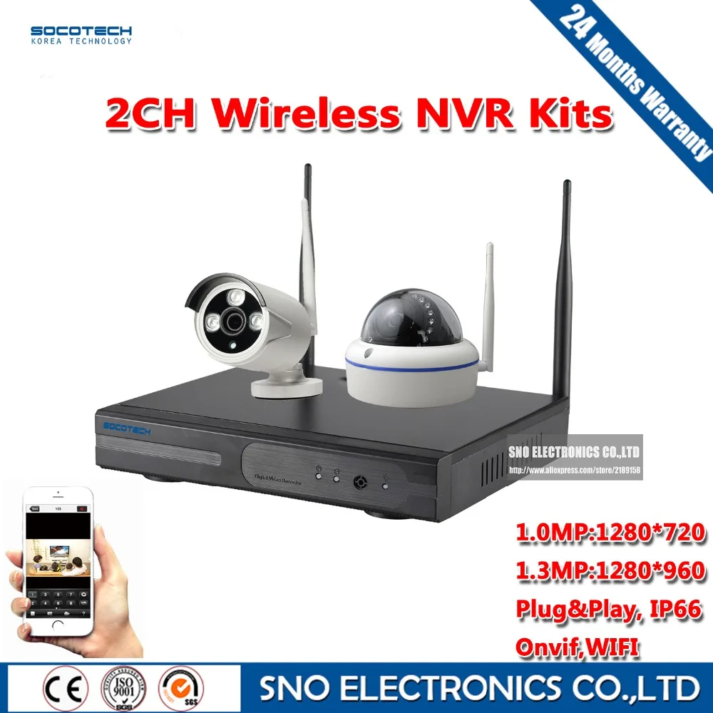 SNO Качество 2CH Системы ВИДЕОНАБЛЮДЕНИЯ HDMI NVR 2 ШТ. 1 3-МЕГАПИКСЕЛЬНОЙ 1.0MP ИК Открытый