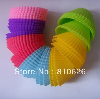 

free shipping 5pcs Soft Silicone Round Cake Cup 7x4x3.2cm Chocolate Cupcake Liner Baking Cup Mold cake box maker holder