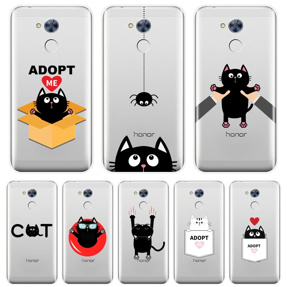 

For Huawei Honor 6A 4C 5C 6C Pro Phone Case Silicone Girl Kawaii Funny Cute Cat Soft Back Cover For Huawei Honor 6 5A 4X 5X 6X