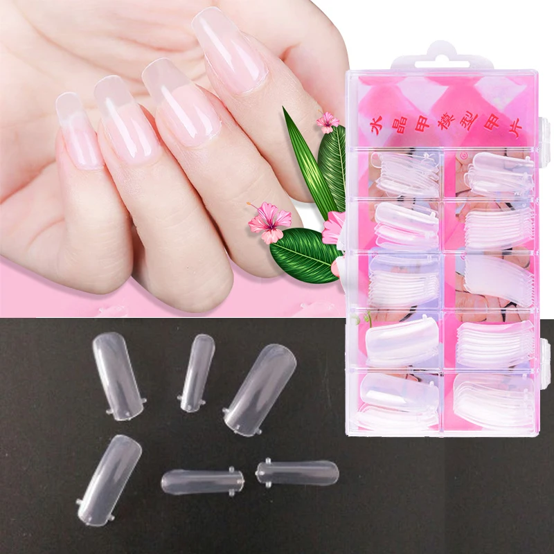 

100pcs Acrylic Nail Tips Box Talon Transparent Gel Nail Tools Stiletto Clear Tips press on Artificial nails Short Fake Nails Art