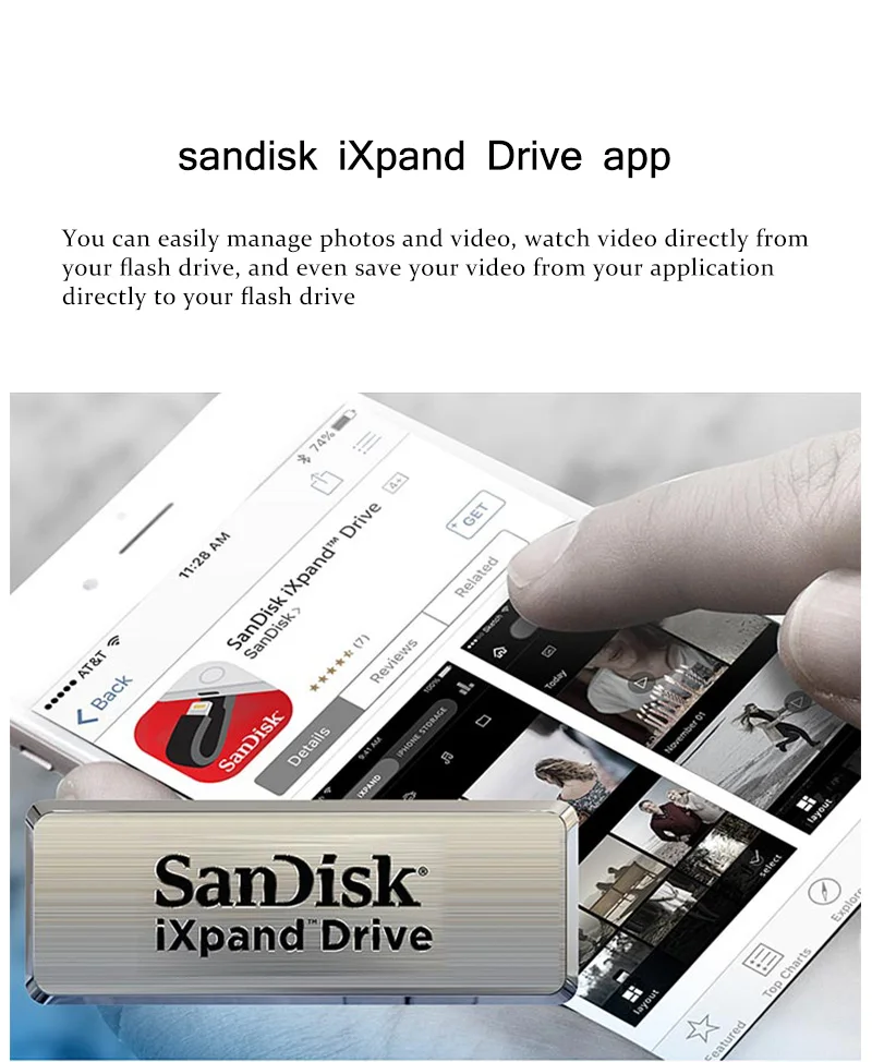 100% Оригинал SanDisk IXPAND USB флешка 128 ГБ Lightning из металла IX40 USB 3,0 для iPhone iPad 32 ГБ 64 ГБ памяти USB Stick