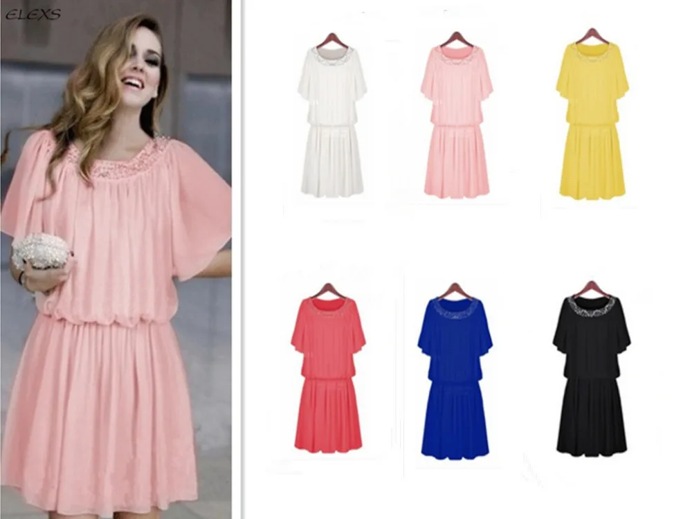 New 2014 Summer Wear Hot Selling Elegant and Sweet Plus Size Casual Dress for Women Elexs 384 | Женская одежда