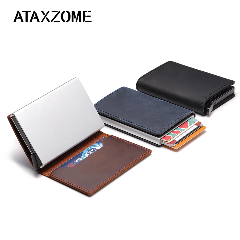 

Blocking RFID credit card holder wear-resistant high quality natural cowhide bank card protection box antitheft ID card holder