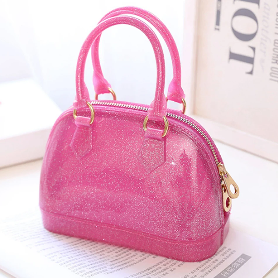 

new arrival design Small Size 19cm Kid Girls PVC waterproof Candy Colors Jelly handbag Shell Shoulder Bag Crossbody Bag