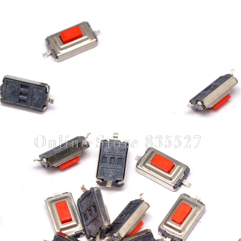 

200PCS/LOT red head 3 * 6 * 2.5 mm micro inching button switch high temperature 3*6*2.5 touch tact 2pin red button pin