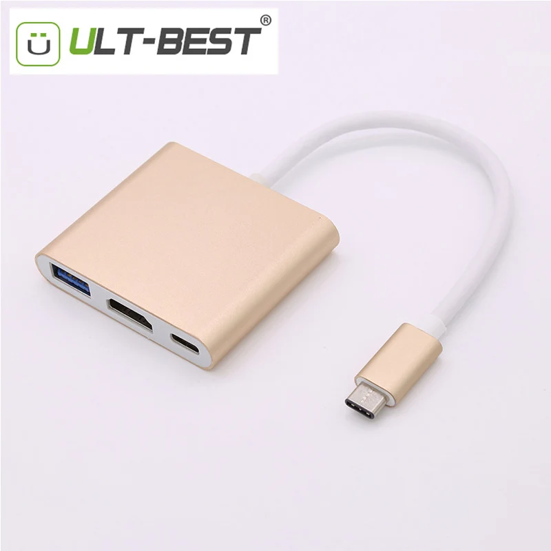  ULT-Best USB 3.1 Type-C to HDMI Female Converter with USB 3.0 F USB-C Charger Adapter Cable for Mac