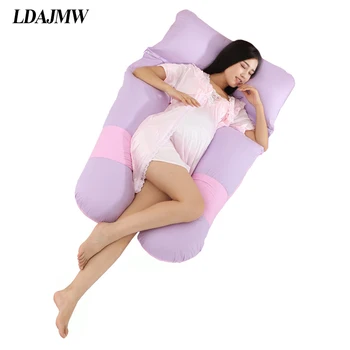 

LDAJMW 150*80cm Pure Cotton U Type Pregnant Woman Pillow Pillowcase Pregnancy Comfortable Body Pillow For Side Sleeping