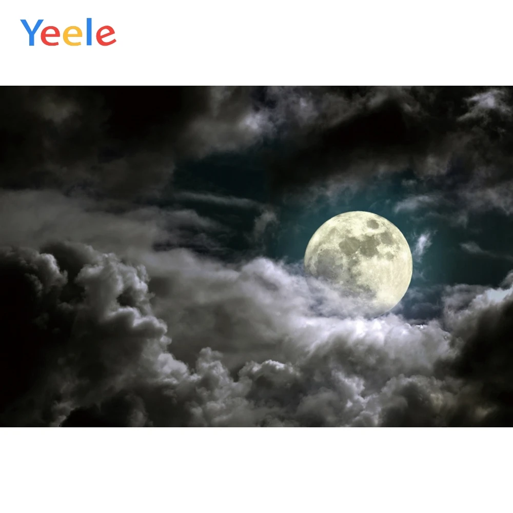 

Yeele Night Moon Dark Clouds Sky Baby Room Dreamy Photography Backgrounds Customized Photographic Backdrops for Photo Studio