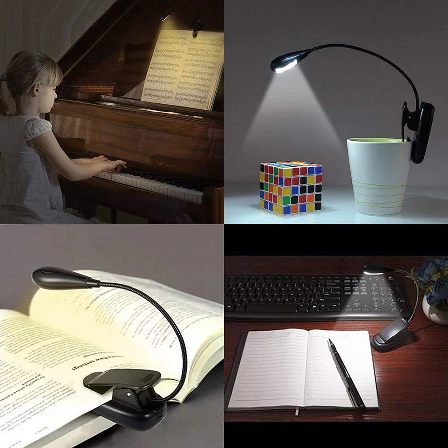 7 светодиодный портативный светильник для чтения книг и путешествий, перезаряжаемый через USB светодиодный светильник для чтения книг с 3 уровнями теплого/холодного белого света