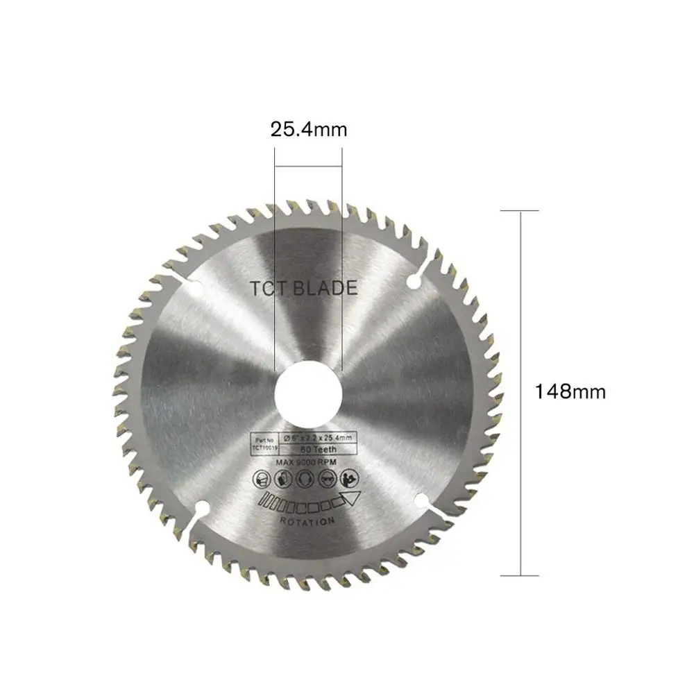 60 зубьев TCT циркулярные пильные диски TCT сплав деревообрабатывающий Многофункциональный пильный диск для резки дерева металла 148x25,4 мм