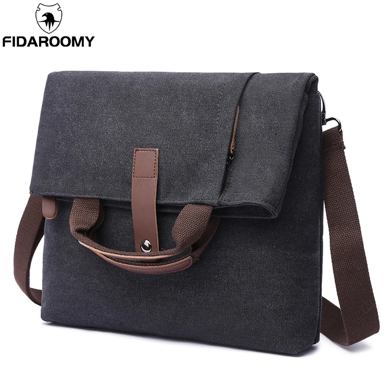 Canvas Crossbody Messenger Bag for Men Large capacity 11-12&quot Laptop Schoolbag Shoulder Top Handle Handbag Anti-thief 6162 | Багаж и