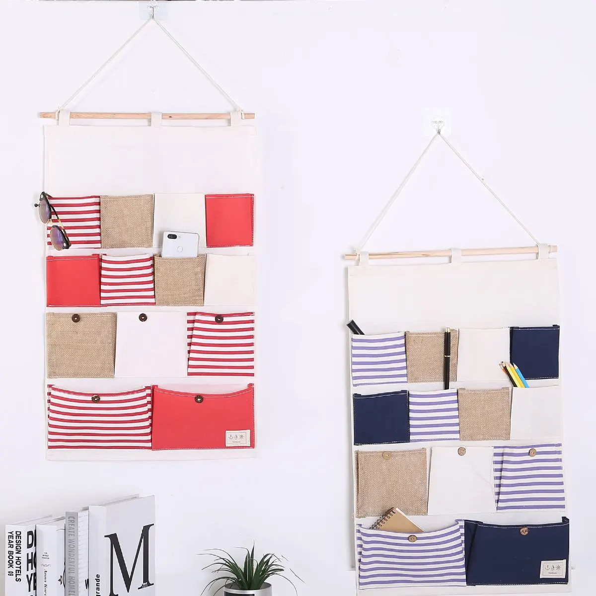  13 Pockets Stripe Cloth Hanging Storage Bag Toys Sundries Cosmetics Organizer Home Door Wall Storag