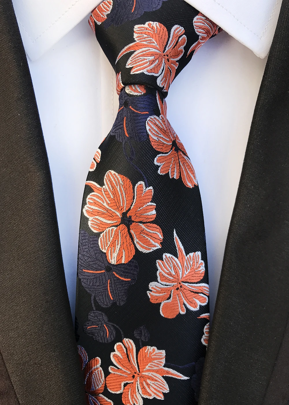 New Design Paisley Black Orange Ties Jacquard Woven Silk Ties Men Neck