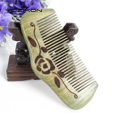 Ручной резной зеленый сандалового дерева карманный гребень для волос для профессионального мониторинга здоровья Уход расческа для волос, кисть, устройства для стилизации подарок Y025