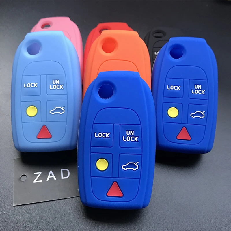 Silicone Rubber Car Key Case Cover Holder Protect Set For Volvo S80 S60 V70 XC70 XC90 D05 Folding Flip 5 Buttons Remote Key