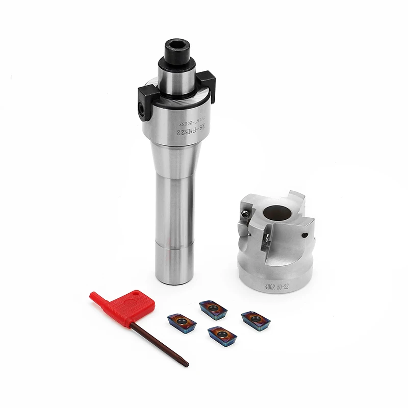 

1pc R8 FMB22 400R 50mm Face End Mill Cutter With 4pcs Blue-nano APMT1604 Carbide Inserts + T15 wrench Set