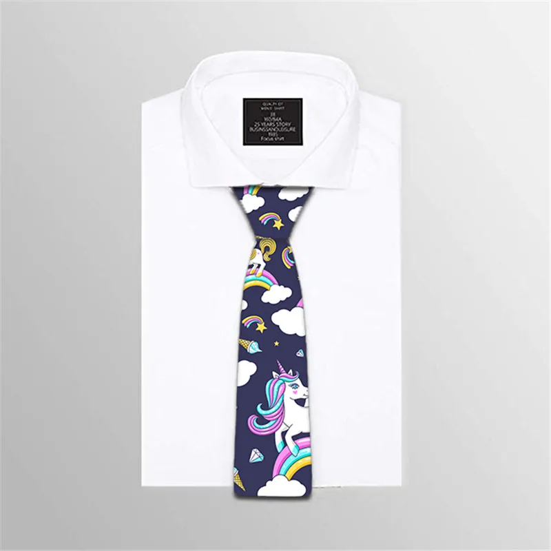 Mens Ties Animal Unicorn Printed Necktie Slim Skinny Narrow Ties 8CM Casual Novelty Ties For Men Wedding Accessories 5LD02 - Цвет: Style6