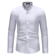 Мужские рубашки с длинным рукавом, хлопковая модная простая контрастная рубашка с воротником, мужская повседневная плиссированная рубашка с длинным рукавом, ZT-CS61
