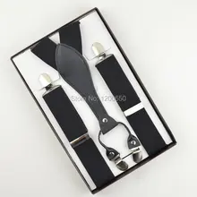 Г. взрослая/Мужская 3,5 см Ширина Регулируемая четыре клип на y-обратно однотонные Черные Эластичные подтяжки для отца/Деда подарки