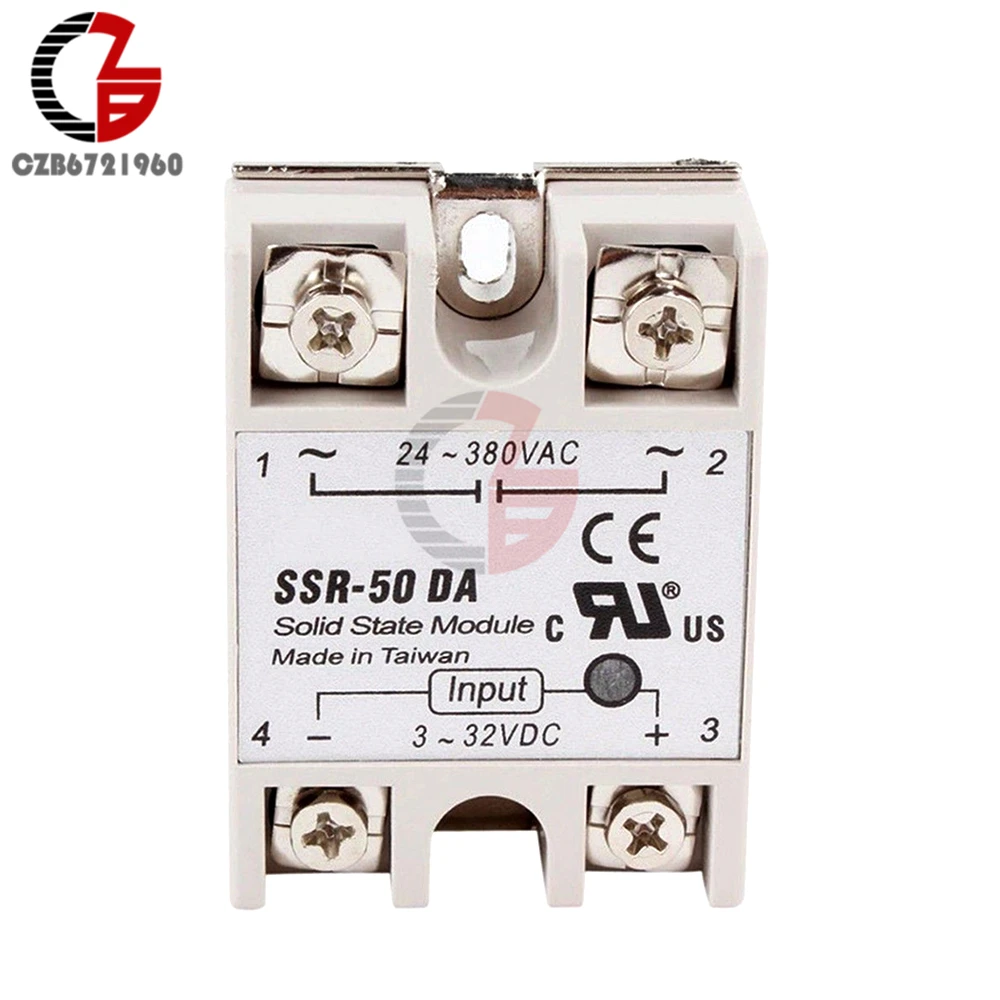 

DC-AC Solid State Relay SSR-50DA 50A 3-32V DC to AC 24-380V SSR Relay Switch