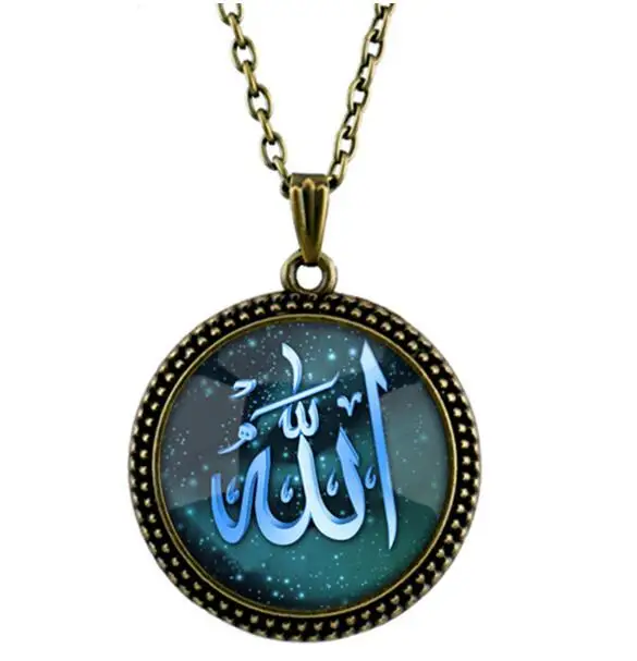 Модное ожерелье с кулоном из стекла 4 цвета Исламский воин цепочкой для