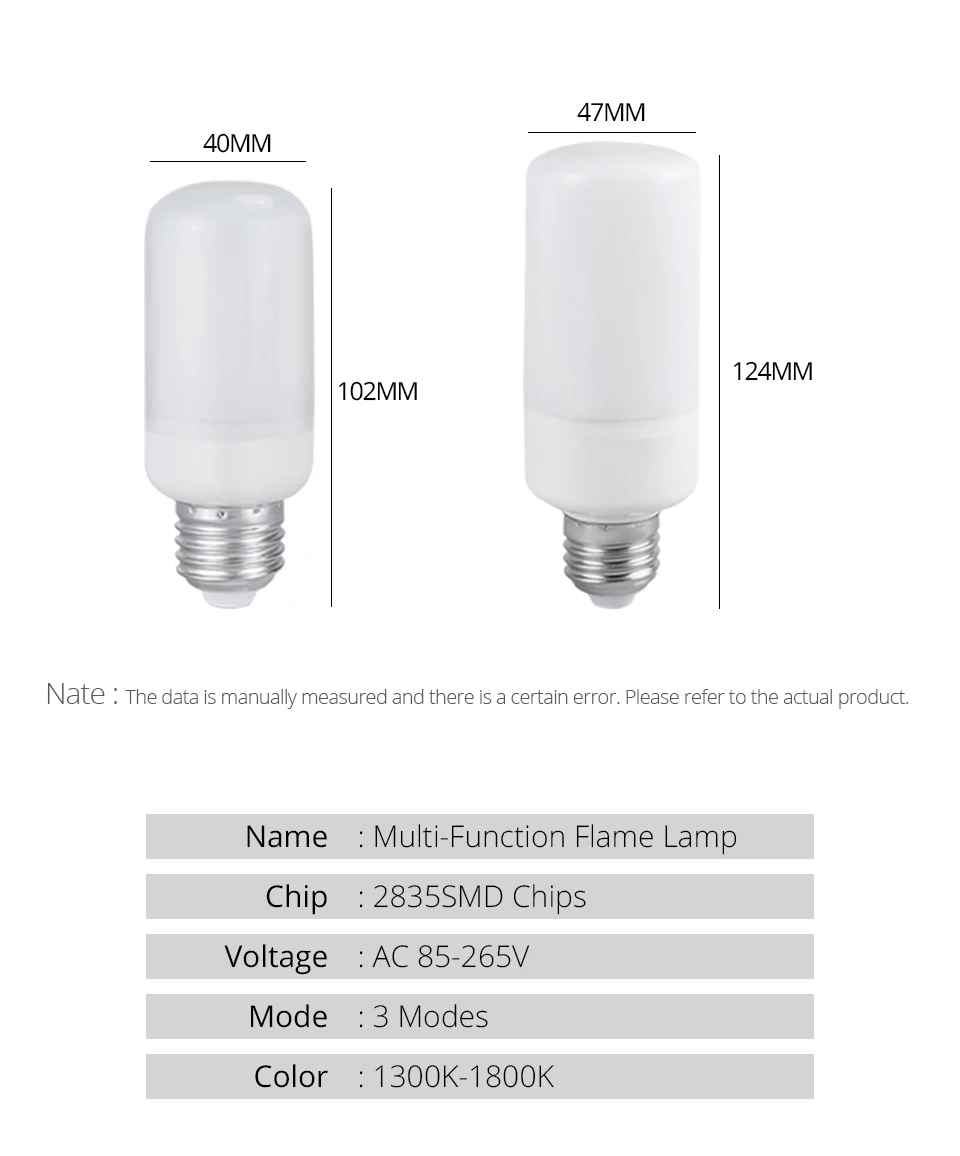B22 E26 E12 E14 E27 LED Flame Lamp Light 85-265V Flickering Flame Effect Fire Light Bulb (2)