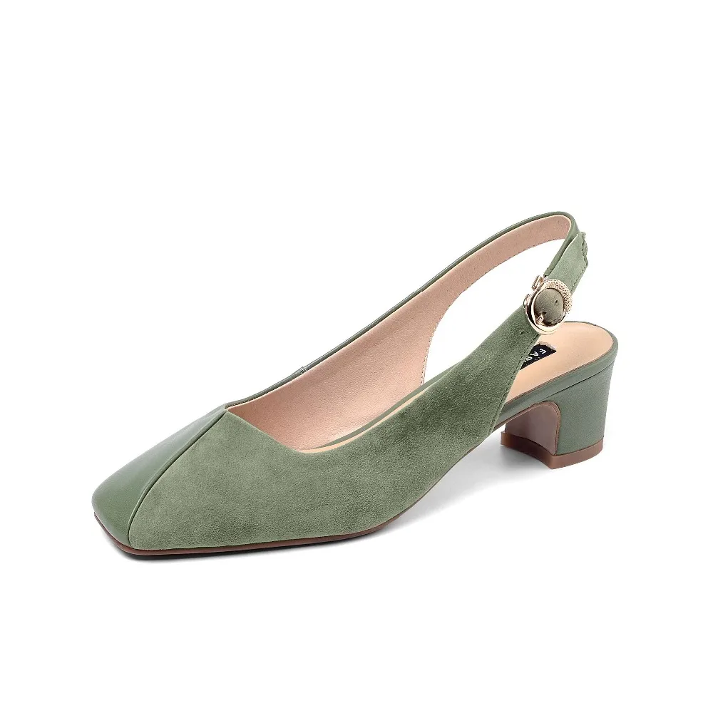 Krazing Pot/Обувь для молодых девушек из натуральной кожи на не сужающемся книзу массивном каблуке с пряжкой и ремешком, классические женские туфли-лодочки с квадратным носком и ремешком на пятке, модельные вечерние туфли, L7f2