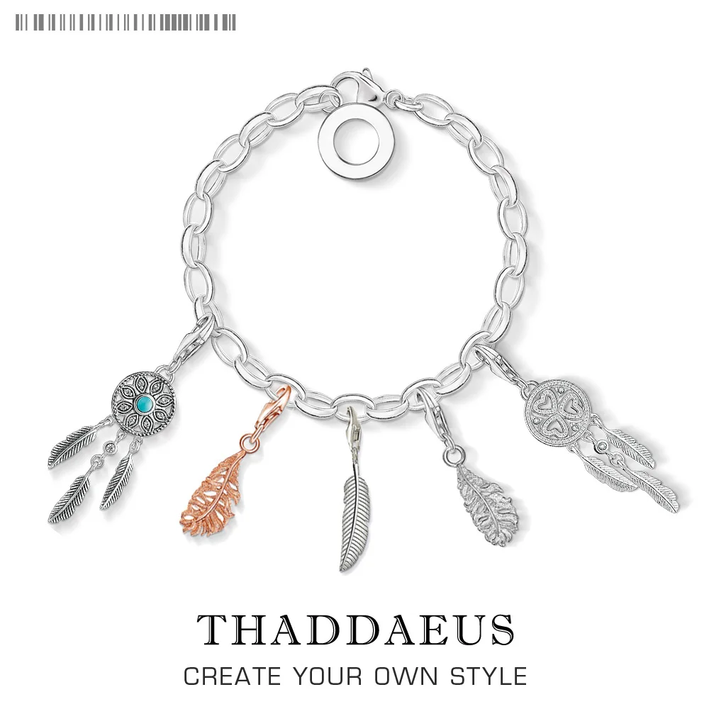 

Feather Lobster Clasp Rose Gold Charms Fit Charm Bracelet Brand Design Feather Charms Thomas Rose Gold Pendant For Women Jewelry
